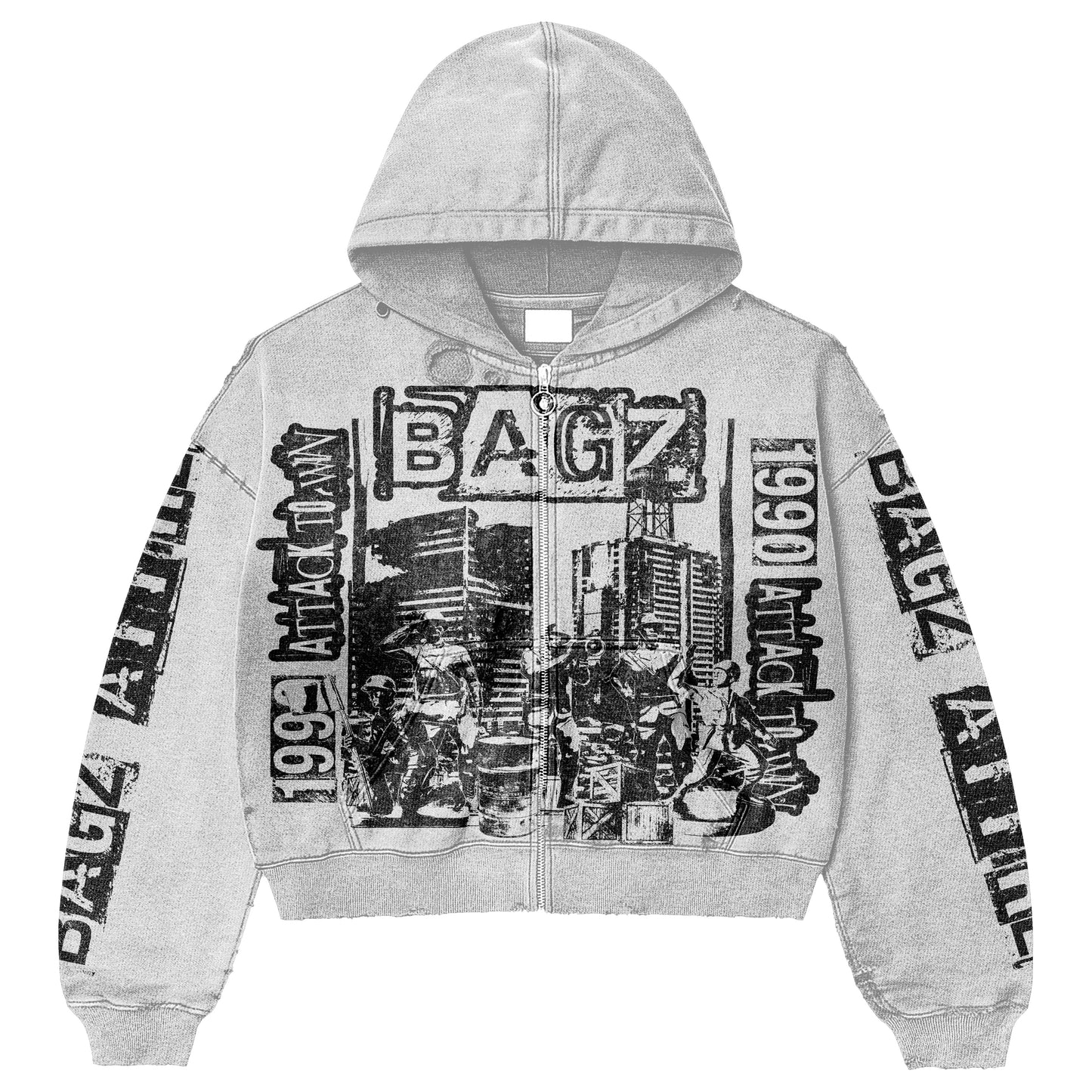 BagzAttire Acid Wash Zipup (Grey)