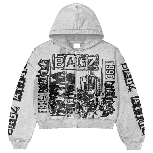 BagzAttire Acid Wash Zipup (Grey)